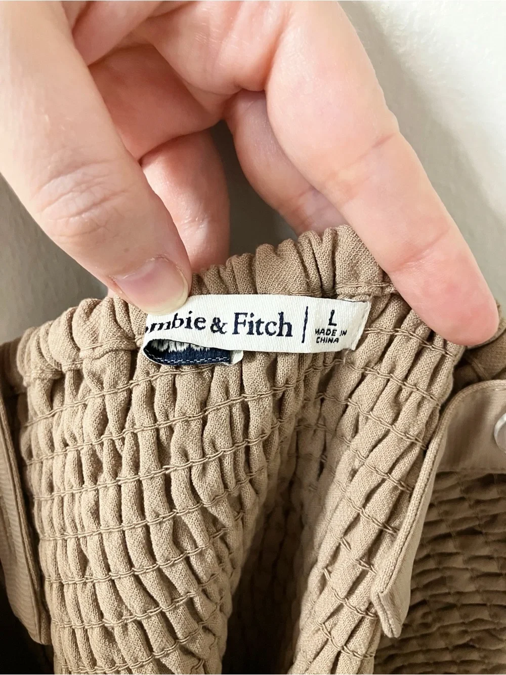 Abercrombie & Fitch | Tan Sculpture Corset Tank Top L Chic Minimalist Neutral